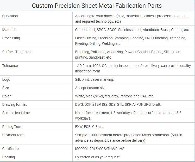 Sheet Metal Manufacturing Laser Cutting Stainless Steel Sheet Metal Samples